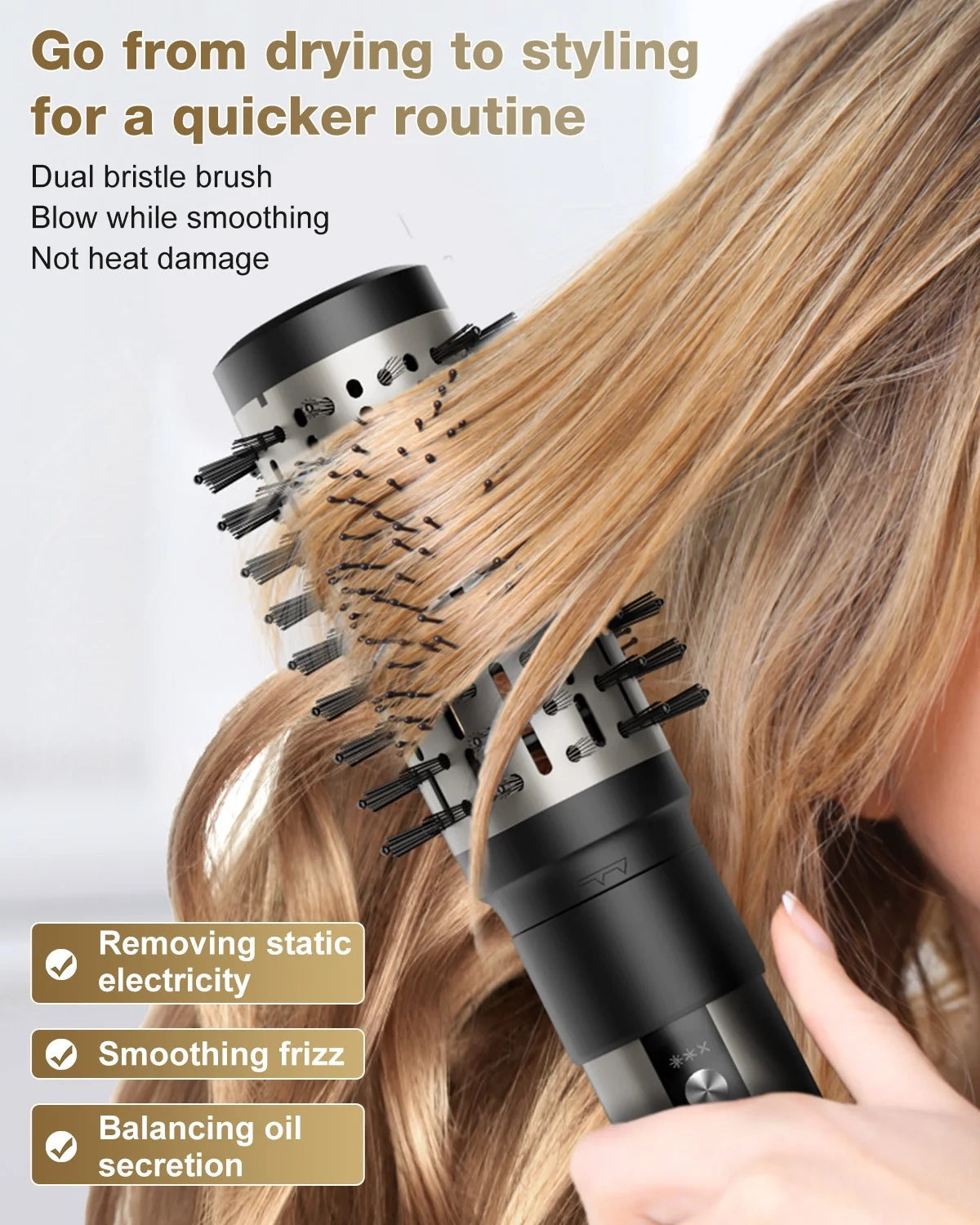 6 in 1 Hair Styler, Hair Dryer Brush with 110,000 RPM, Ionic Hot Air Brush Set, Blow Dryer Brush, High-Speed Hair Dryer Volumizing and Shape, Silver