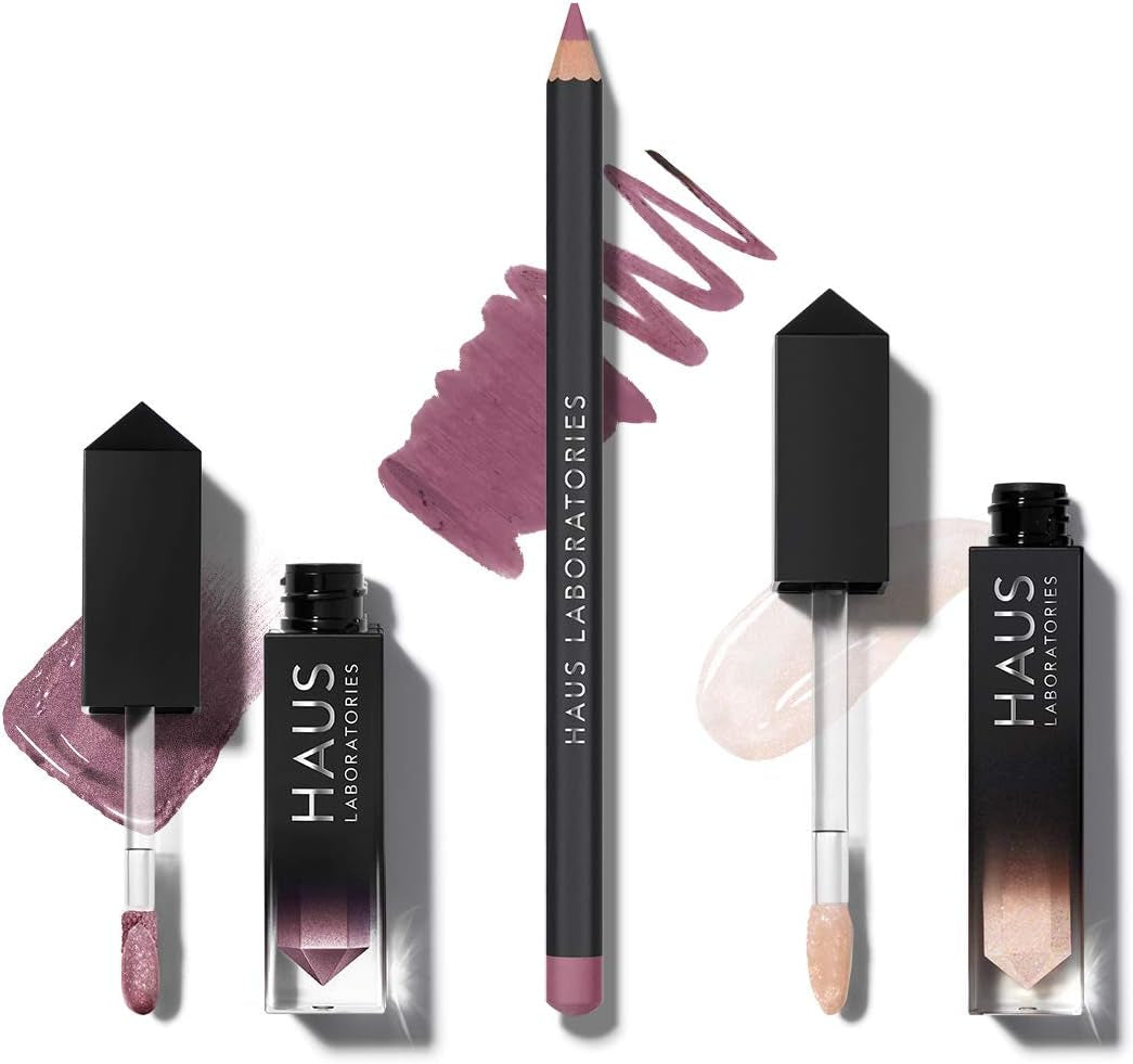 by Lady Gaga: HAUS of COLLECTIONS Makeup Kit - Includes Bag, Liquid Eyeshadow, Lip Liner Pencil, and Lip Gloss in 9 Varieties, Vegan & Cruelty-Free | 3-Piece Value Set