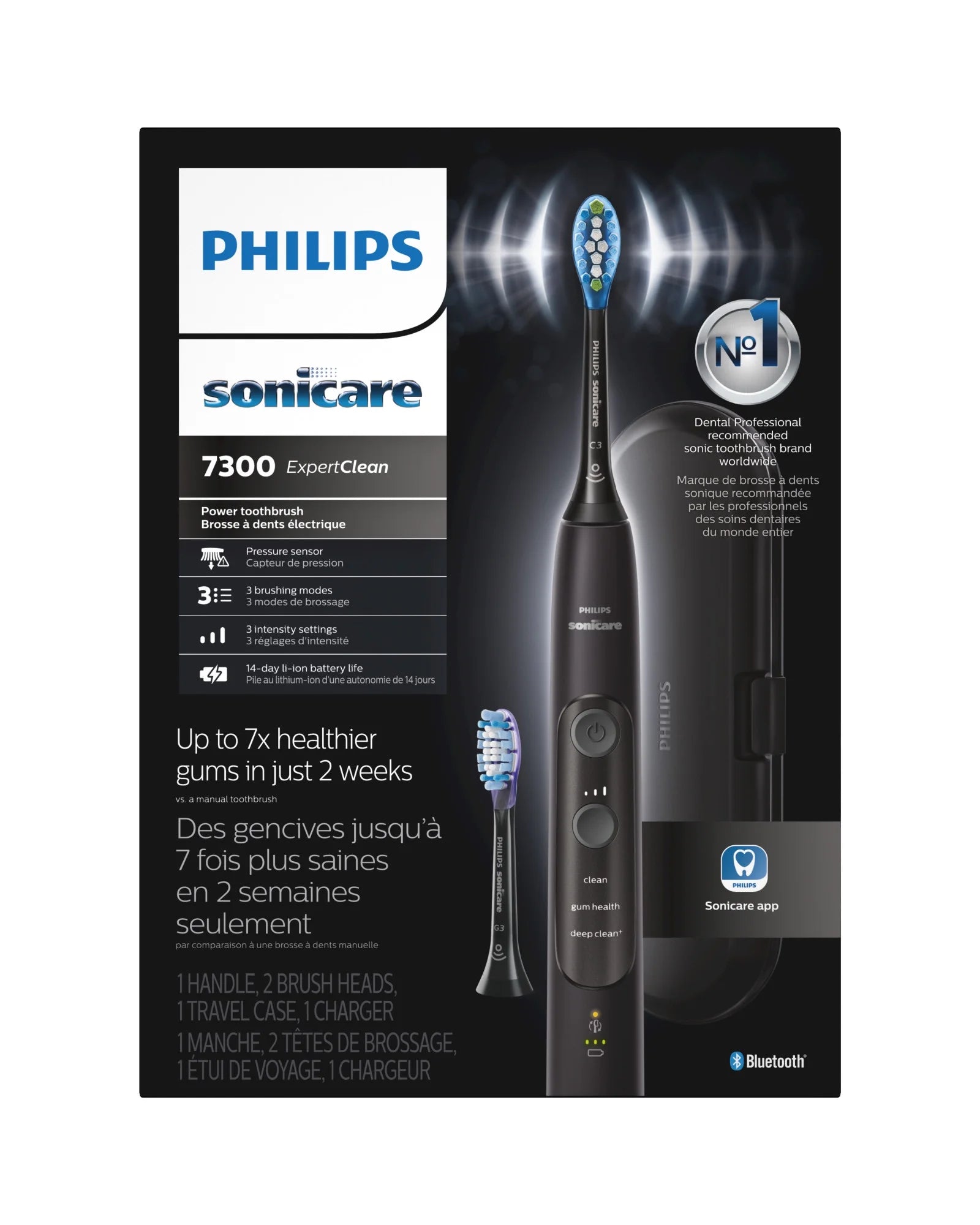 Expertclean 7300, Rechargeable Electric Toothbrush, Black HX9610/17