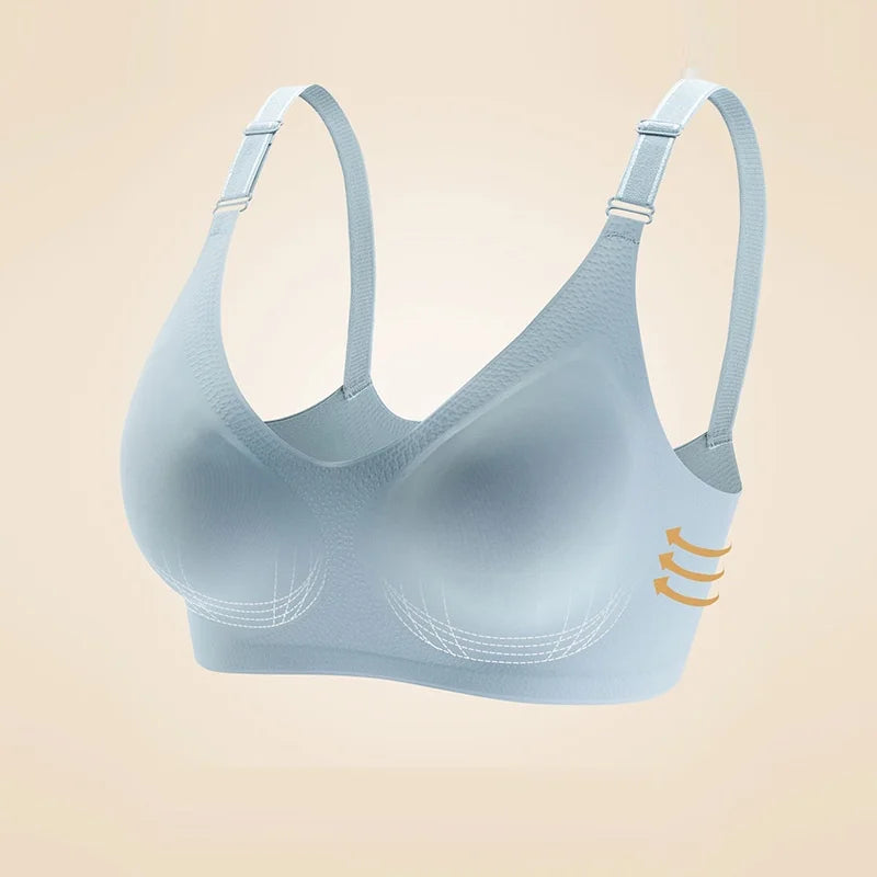 Women'S Seamless Bras Ladies Thin Style Jelly Color Soft Breastfeeding Bra Wireless Underwear Comfortable Lingerie Deep V Gather