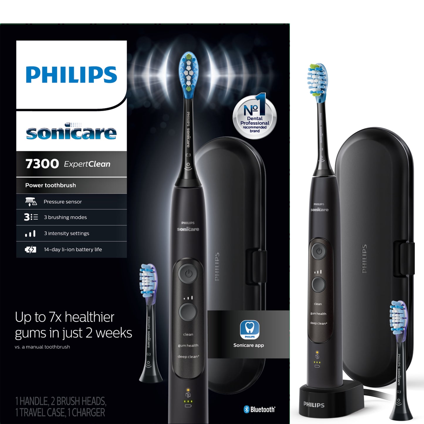 Expertclean 7300, Rechargeable Electric Toothbrush, Black HX9610/17