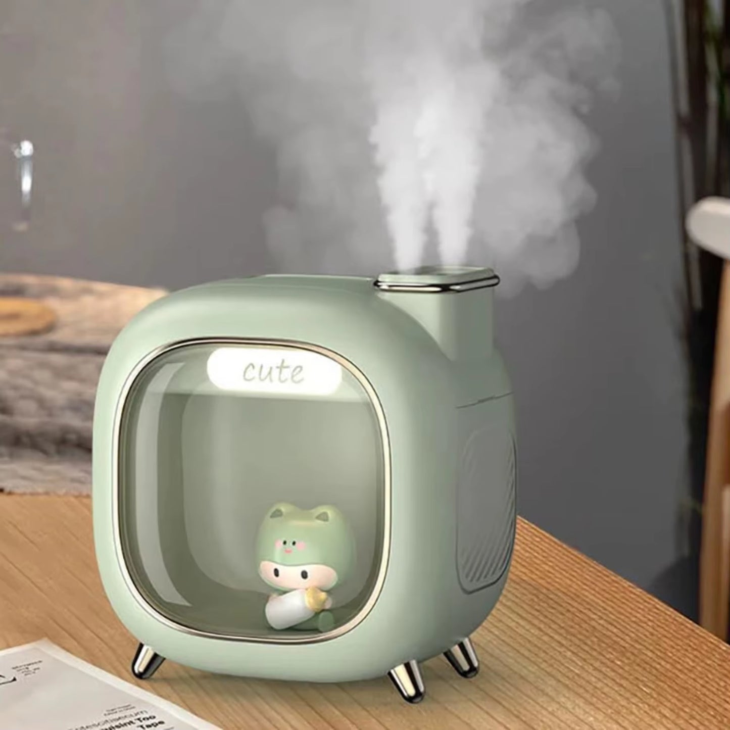 Moe Wa Humidifier Mini USB Double Spray Air Humidifier Bedroom Night Light Hydration Spray Air Humidifier Small Gift