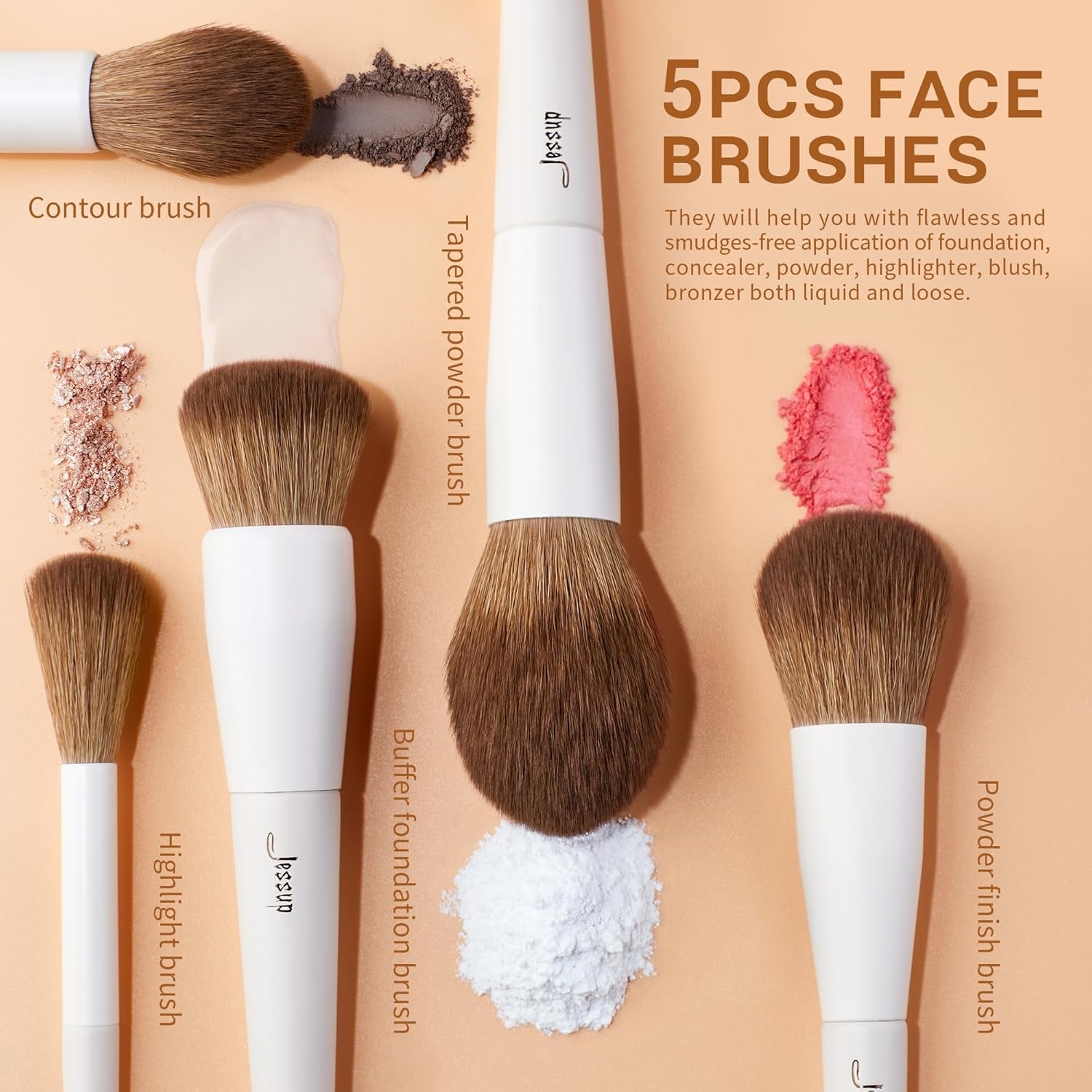 Makeup Brushes 14Pcs Make up Brushes Premium Synthetic Makeup Brush Set for Contour Concealer Foundation Eye Shadow Blending Liner Powder Blush Light Grey T329