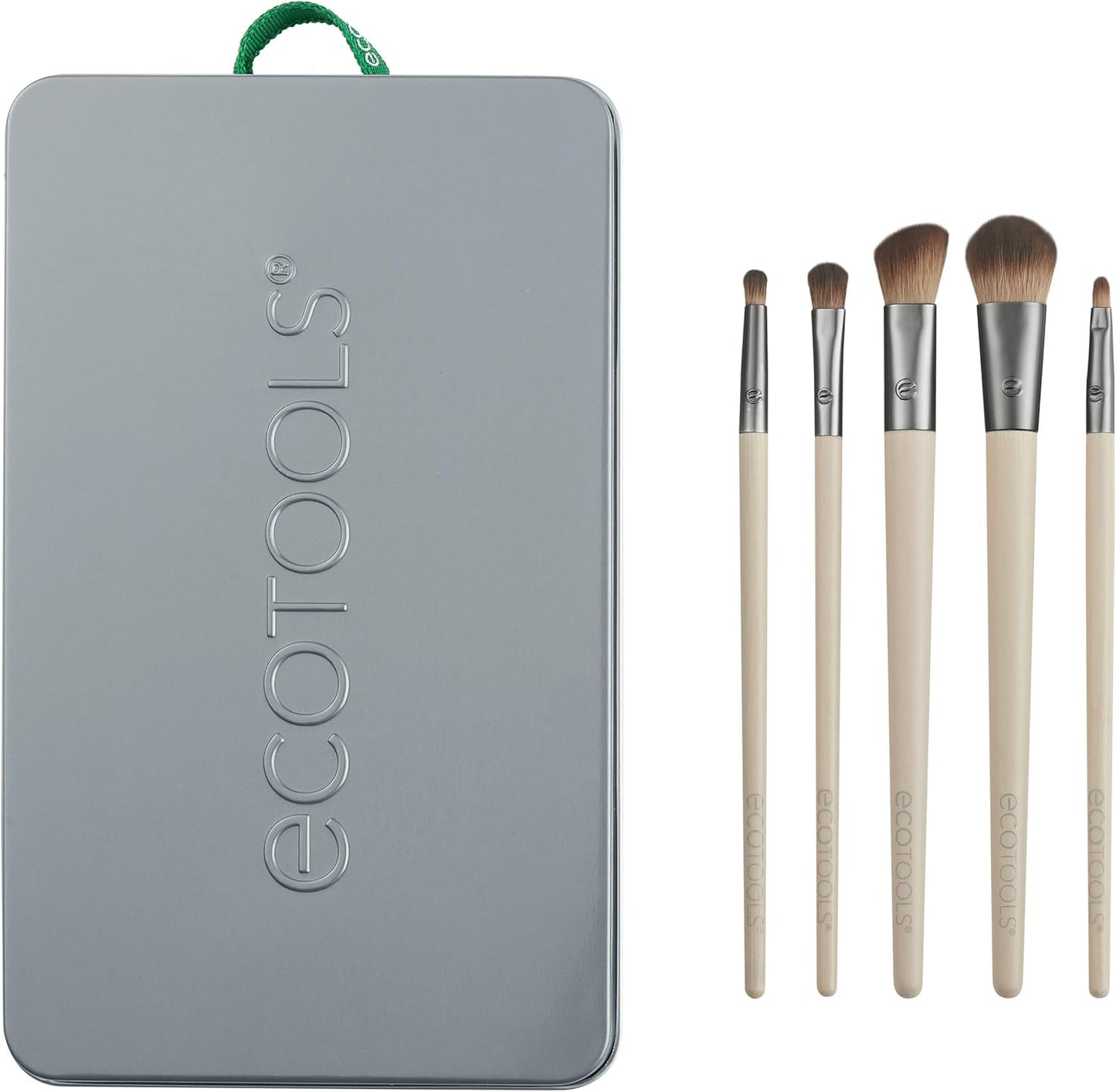 Daily Defined Eye Brush Kit + Storage Tray, Eco-Friendly Makeup Brushes for Liquid, Powder, & Cream Eyeshadow & Eyeliner Application, Synthetic Hair, Vegan and Cruelty Free, 5 Piece Set